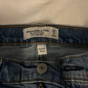 Abercrombie & Fitch Medium Blue Ankle Straight Ultra High Rise Jeans